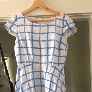 Hobbs - blue and white checked dress - size 4